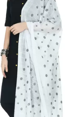 A R SILK Women’s Modal Cotton White Buti Design Dupatta # Regular Dupatta