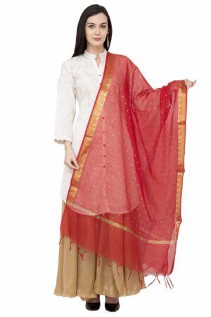 A R SILK VNS Border Buti Fancy Dupatta Color Red Dupatta/Chunni