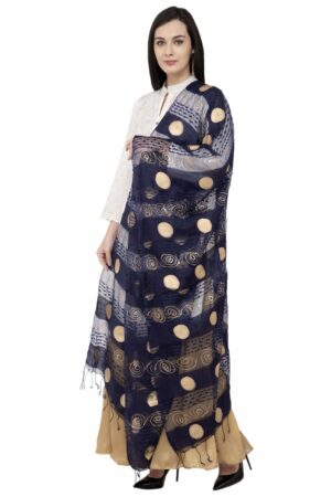 A R SILK payal Gold Print Fancy Dupatta Color Navy Dupatta/Chunni