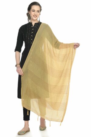 A R SILK Women’s Self Embroidery,Regular Wear Dupatta,Desinger Dupatta Gold Colour Chiffon Regular Dupattas & Chunnis