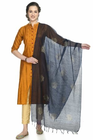 A R SILK Women’s Siroski Work Navy Colour Cota Cotton Fancy Dupatta/Chunnis