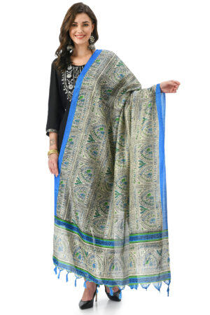 A R Silk Women’s Silk Blend Kalamkari Print Regular Dupatta