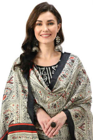 A R Silk Women’s Silk Blend Kalamkari Print Regular Dupatta