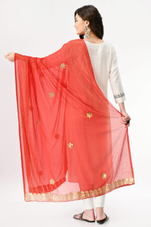 A R Silk Women’s Ciffon with Gotta Patti Work Faccy Dupatta