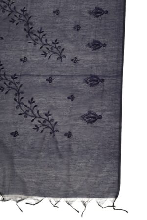 A R Silk Women’s Dark Blue Cotton Embroidered Dupatta