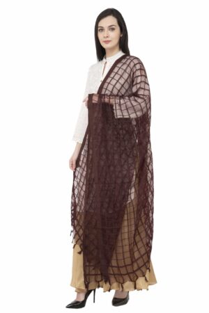 A R SILK Cotton Square Regular Dupatta Coffee Color Dupatta/Chunni