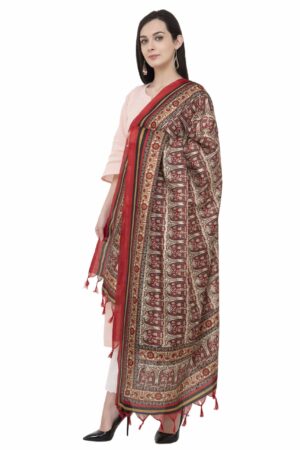 A R SILK Women’s Tussar Multi Print Multicolour  Dupatta/Chunni