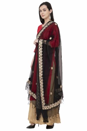 A R SILK Orgenza Gota patti Fancy Dupatta Color Black Dupatta/Chunni