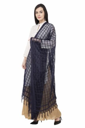 A R SILK Cotton Square Regular Dupatta Dark Gray Color Dupatta/Chunni