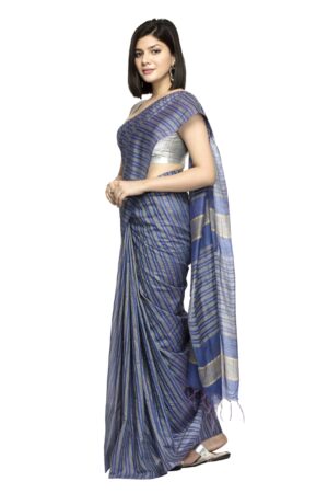 A R Silk Women’s Royal Blue Bhagalpuri Cotton Silk Saree With Blouse Piece