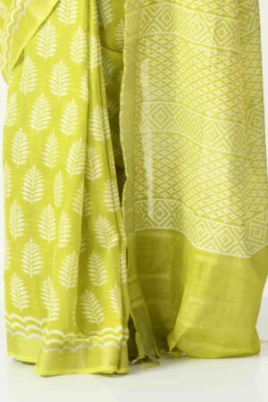 A R SILK BHAGALPURI HANDPRINTED Cotton Linen Saree with Blouse Piece