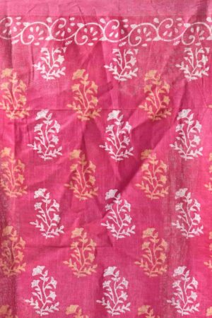 A R SILK BHAGALPURI HANDPRINTED Cotton Linen Saree with Blouse Piece