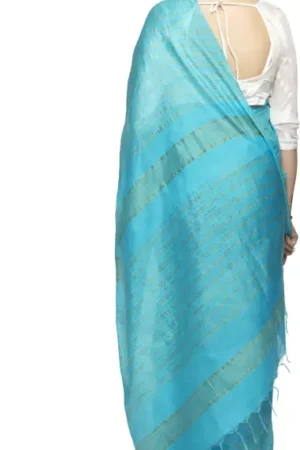 A R Silk Women’s Firozi Bhagalpuri Cotton Silk Saree With Blouse Piece