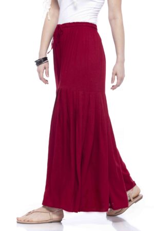 A R Silk Women’s Rayon Plain Over Lock Flared Sharara Palazzo (Maroon, Free Size)