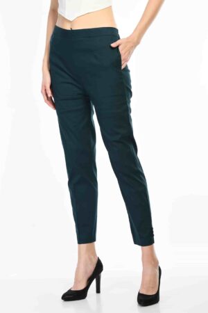 A R Silk Women’s Diesel Colour Pure Cotton Made Elastic Waist Double Side Pocket Ankle Length Casual/Formal Trouser