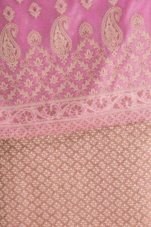 A R Silk Cotton Chanderi Soft Zari Embroidered Worked Unstitched Salwar Suit Dress Material With Banarasi Chanderi Dupatta Baby Pink Color