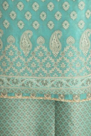 A R Silk Cotton Chanderi Soft Zari Embroidered Worked Unstitched Salwar Suit Dress Material With Banarasi Chanderi Dupatta ( Sea Green )