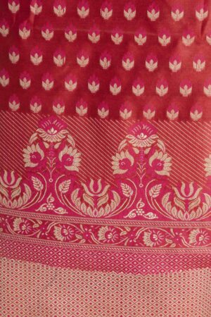 A R Silk Cotton Chanderi Soft Zari Embroidered Worked Unstitched Salwar Suit Dress Material With Banarasi Chanderi Dupatta ( Radish Maroon )