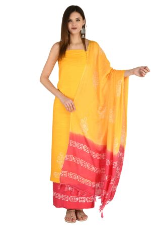 A R Silk Women’s Modal Cotton Printed Unstitched Salwar Suit Dress Material with Dupatta (Yellow, Free Size)