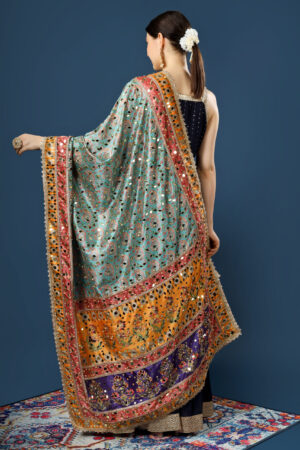 A R Silk Women’s Pakistani Heavy Silk Dupatta with Mirror Work with Colorful Print Fancy Dupaatta (ARS0858)