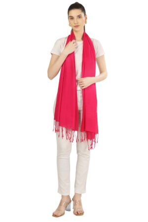 A R SILK DUPATTA HUB For Women Universal Size Scarf Stylish Chunni Soft & Skin-Friendly Stole/Cotton Dupatta For Girls With Tassel Work Comfortable For All Seasons For Female, Rani(ARS01164)