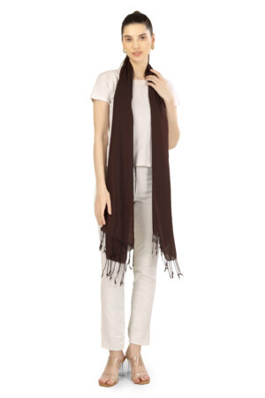 A R SILK DUPATTA HUB For Women Universal Size Scarf Stylish Chunni Soft & Skin-Friendly Stole/Cotton Dupatta For Girls With Tassel Work Comfortable For All Seasons For Female, Coffee(ARS01166)