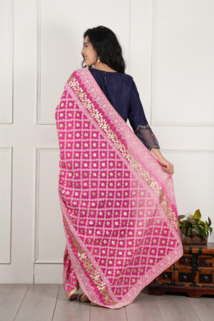 A R SILK DUPATTA HUB Women’s Georgette Rani Lucknowi Embroidery Work dupatta for women latest design all over gotta patti work heavy dupatta for wedding(ARS01173)