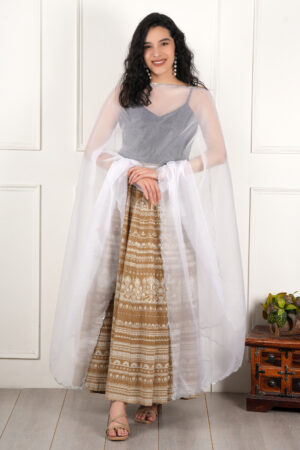 A R Silk DUPATTA HUB Women’s White Organza sequence work dupatta for women Silver Cut-Work Border Dupatta(ARS01175)