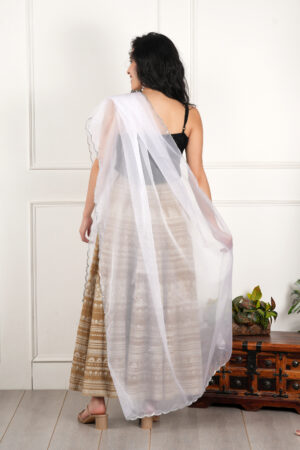 A R Silk DUPATTA HUB Women’s White Organza sequence work dupatta for women Silver Cut-Work Border Dupatta(ARS01175)