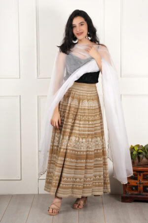A R Silk DUPATTA HUB Women’s White Organza sequence work dupatta for women Golden Cut-Work Border Dupatta(ARS01176)