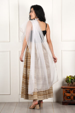 A R Silk DUPATTA HUB Women’s White Organza sequence work dupatta for women Golden Cut-Work Border Dupatta(ARS01176)