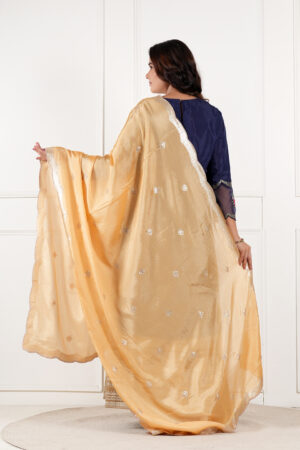A R SILK DUPATTA HUB Women’s Art Silk Sequence Work With Zari Embroidered Work Golden Fancy and Bridal Dupatta(ARS01214)