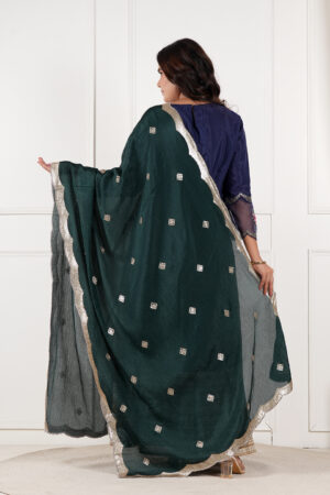 A R SILK DUPATTA HUB Women’s Art Silk Sequence Work With Zari Embroidered Work Green Fancy and Bridal Dupatta(ARS01215)