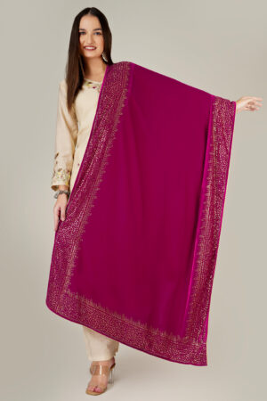 A R SILK DUPATTA HUB Women’s Velvet Maha Rani Four Side Mirror Work Boader Fancy and wedding Dupatta(ARS01260)