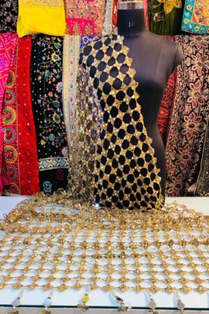 A R SILK DUPATTA HUB Women’s Original Mirror Work With Hand Made Tassels Mustard Fancy and Bridal Dupatta(ARS01273)