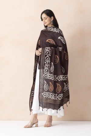 A R SILK DUPATTA HUB Women’s Brown Cotton Block Print Light weight Dupatta Chunnis(ARS01316)
