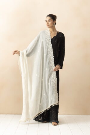 A R SILK DUPATTA HUB Women’s Cotton Synthetic Embroidery Golden Fancy  Dupatta(ARS01280)