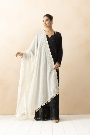 A R SILK DUPATTA HUB Women’s Cotton Synthetic Embroidery Golden Fancy  Dupatta(ARS01281)