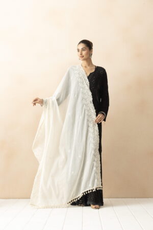 A R SILK DUPATTA HUB Women’s Cotton Synthetic Embroidery Golden Fancy  Dupatta(ARS01283)