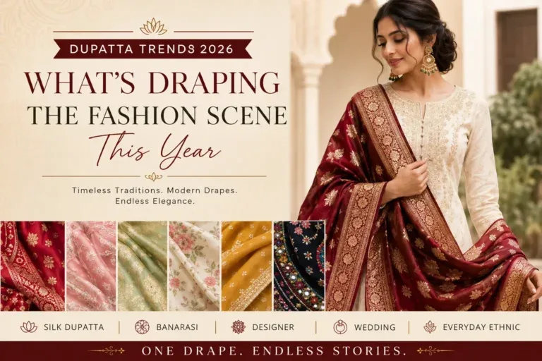 Read more about the article Latest Dupatta Trends in India 2026 | Silk, Banarasi & Designer Dupatta Styles
